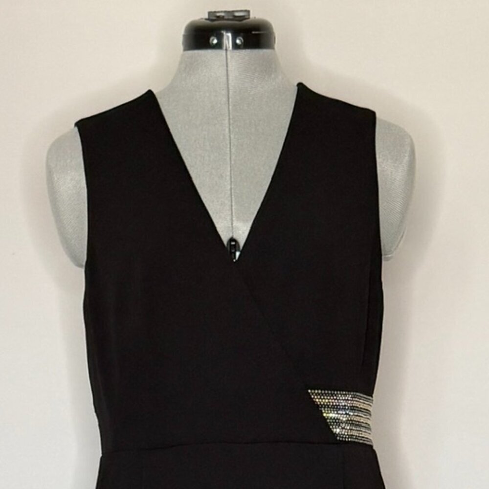 Calvin Klein Black Embellished V-Neck Jumpsuit - Picture 2 of 9
